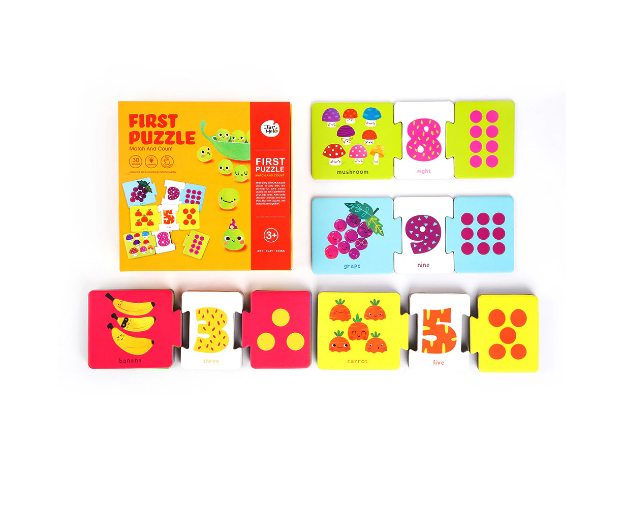 30pc Jarmelo First Puzzle-Match & Count Game Baby Educational/Activity Toy 18m+