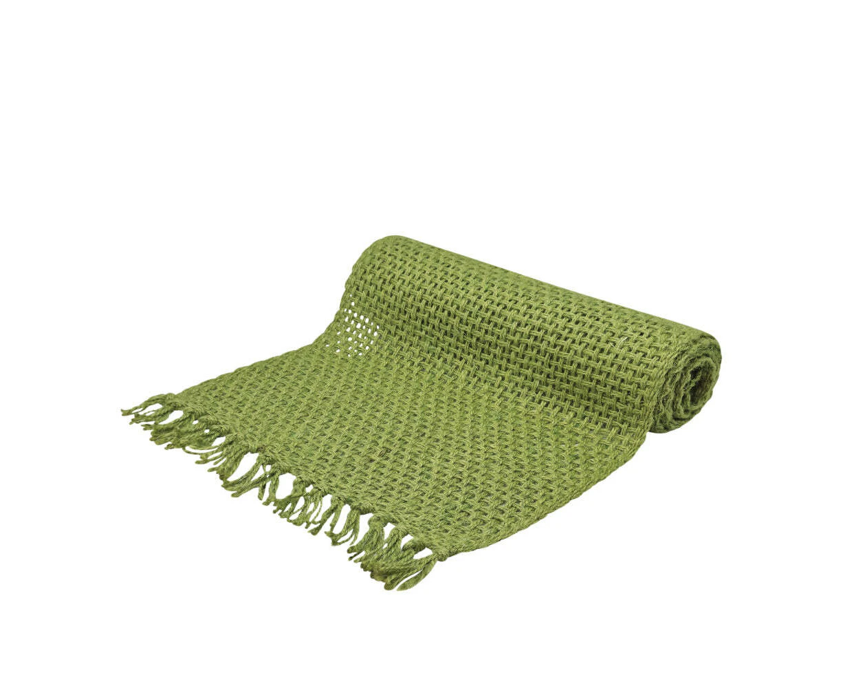 J.Elliot Home Rowan 37x180cm Jute Table Runner Rectangle Dining Decor Bayleaf