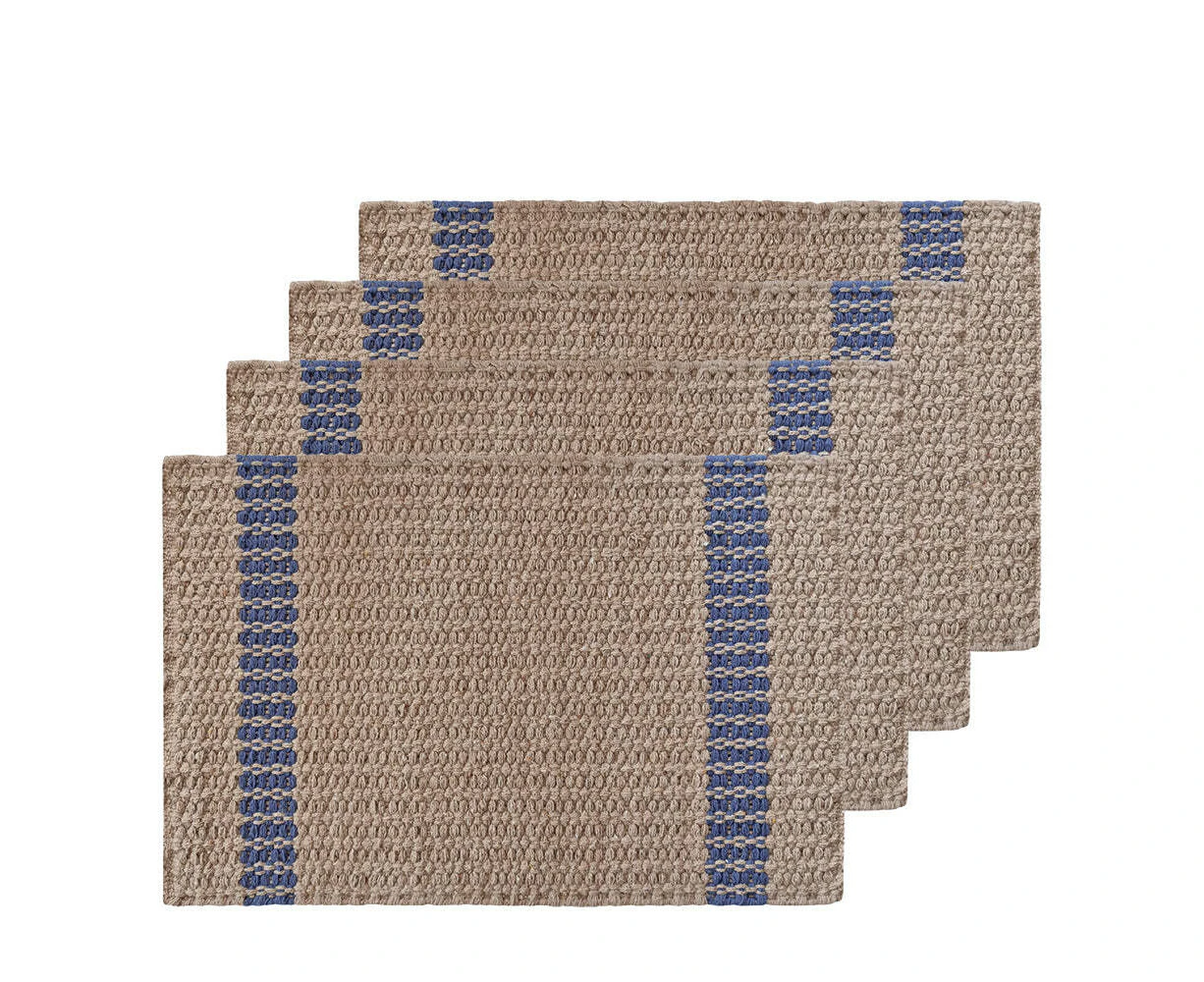 4PK J.Elliot Home Conner 33x48cm Jute Placemat Table Protector Rectangle Navy