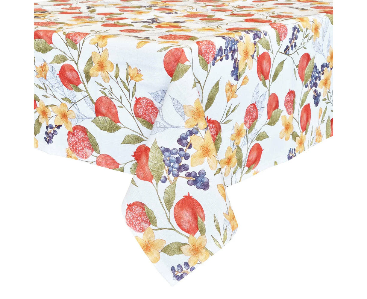 J.Elliot Home Pomegranate 150x250cm Cotton Tablecloth Rectangle Table Cover WHT