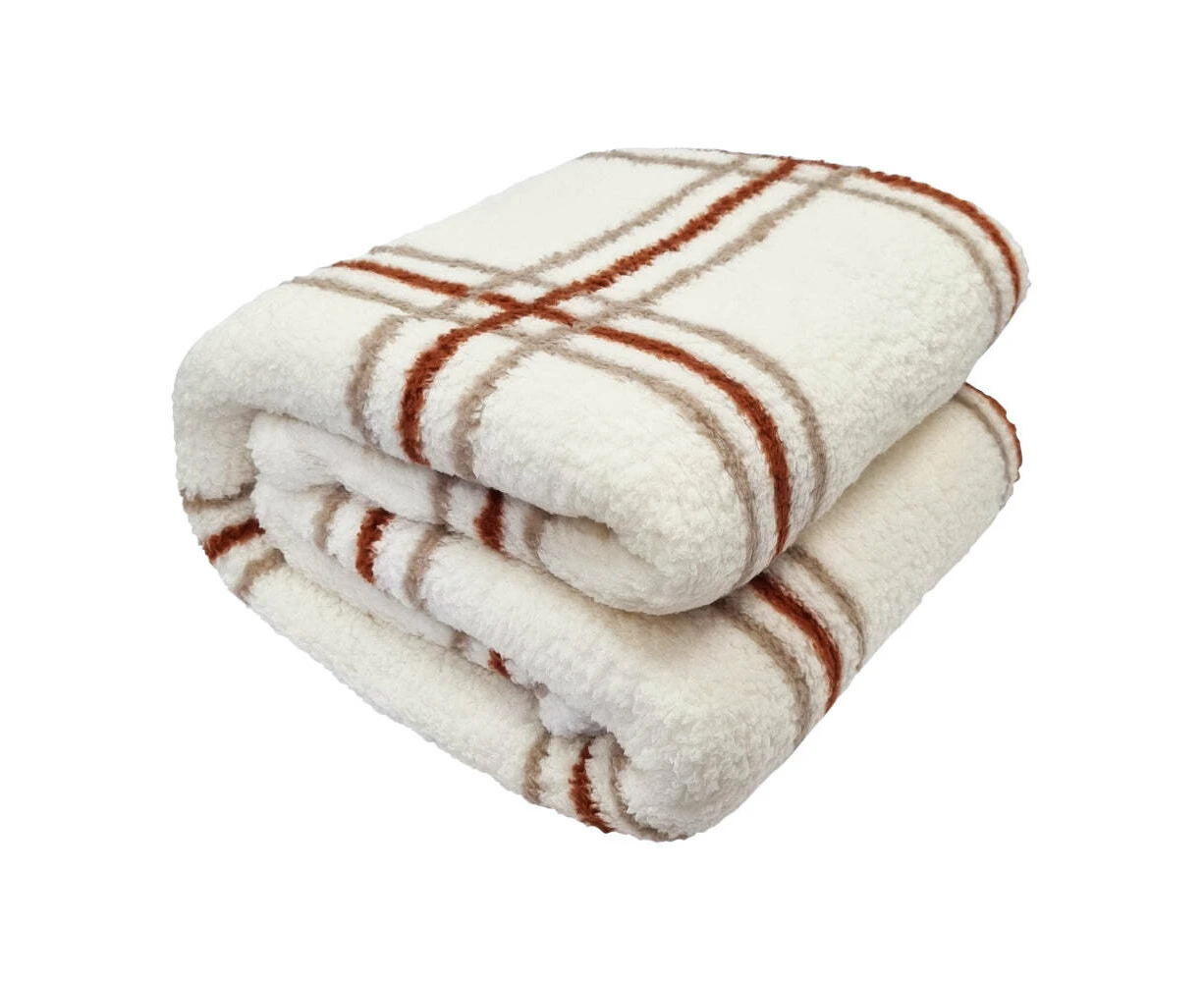 J. Elliot Home Chelsea Sherpa Check Bedding Blanket 180x200cm Pecan Multi