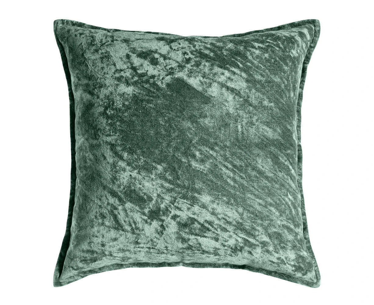 J. Elliot Home Veronica Lux Cotton Crushed Velvet Cushion 50x50cm Evergreen