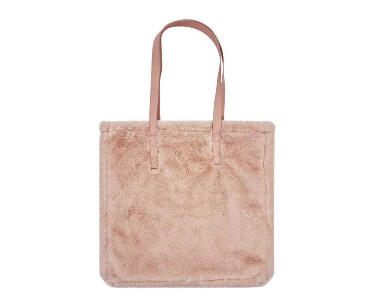 J. Elliot Home Layla Super Soft Faux Fur Shoulder Tote Bag 38x38cm Soft Pink