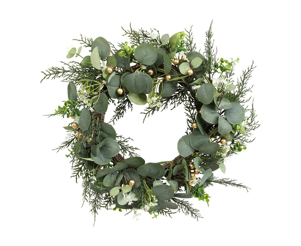 Wreath 45cm Plastic Silvergum Home Decorative Door/Wall Hanging Display Gold