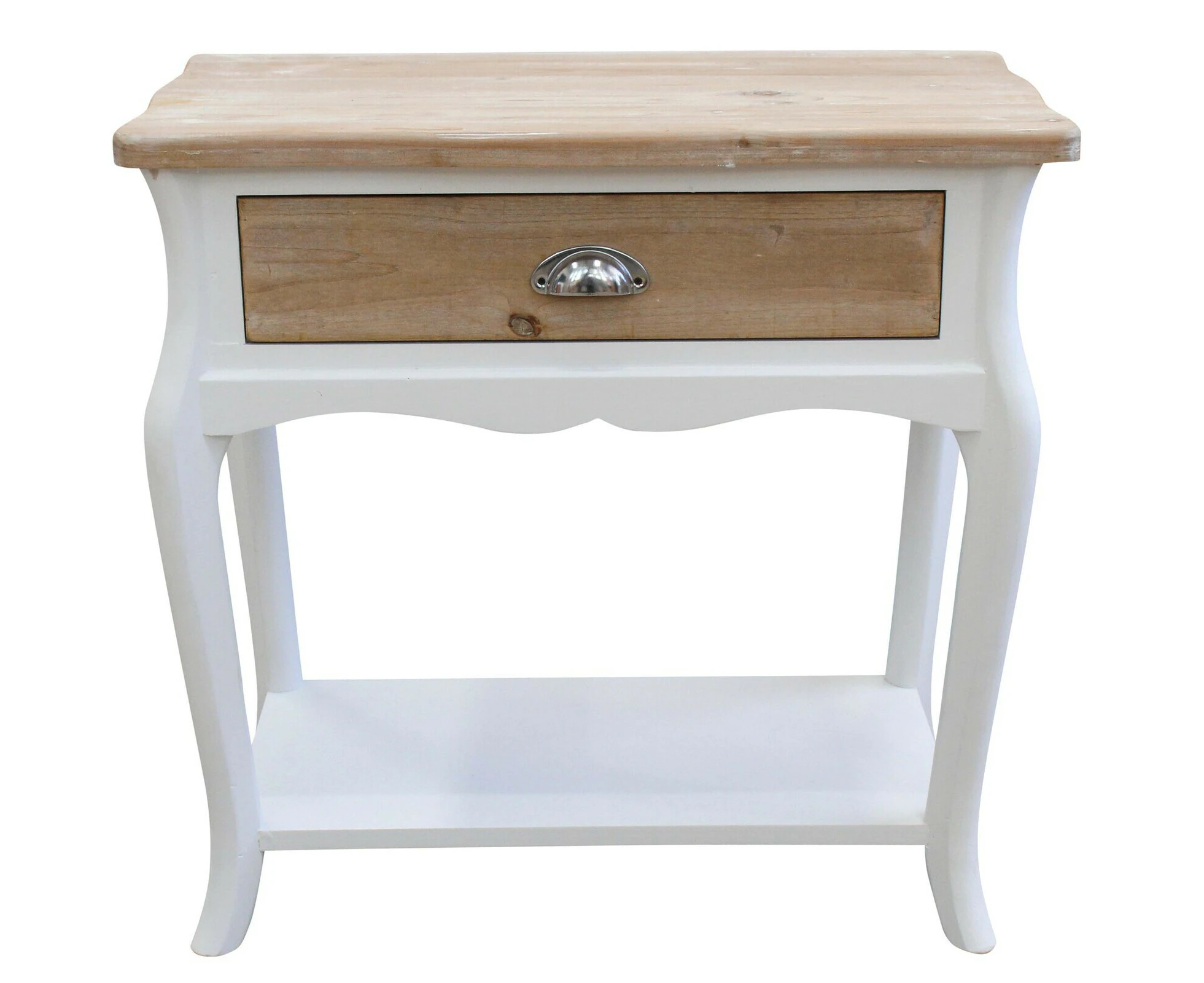 Vermont Wood 63x65cm Bedside Table w/ Drawer Rect Corner Furniture White/Brown