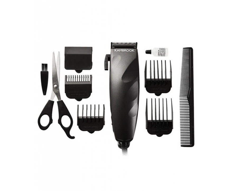 10pc Kambrook Hair Grooming/Cutting Kit w/Electric Trimmer Clipper/Scissors/Oil