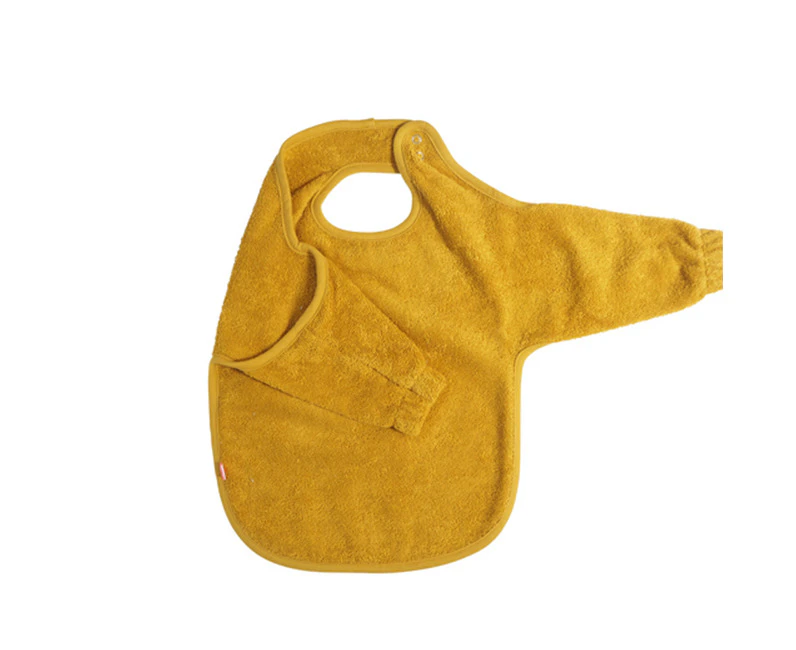 Kikadu Bath Neck Bib 72x38cm Terry Towel w/ Sleeves Baby/Infant 6m+ Mustard