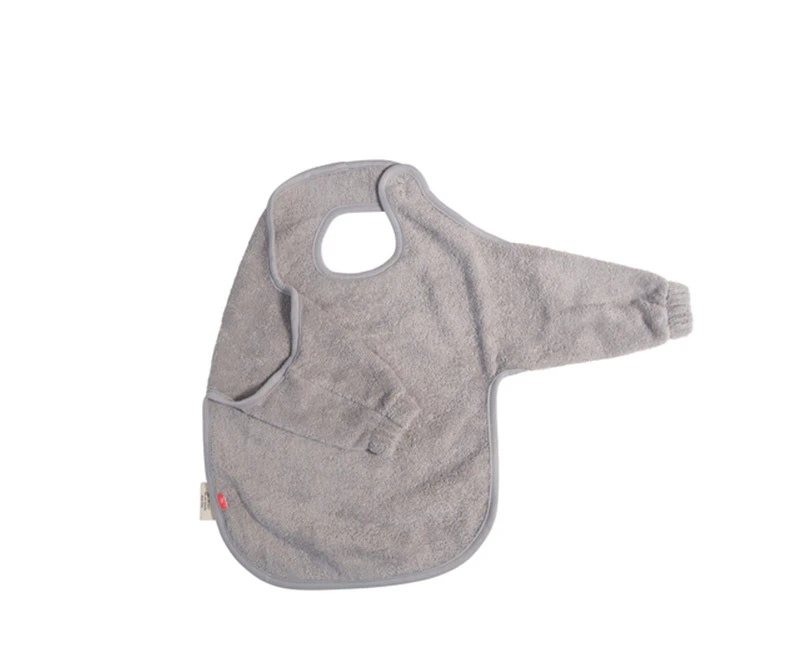 Kikadu Bath Neck Bib 72x38cm Terry Towel w/ Sleeves Baby/Infant 6m+ Silver Grey