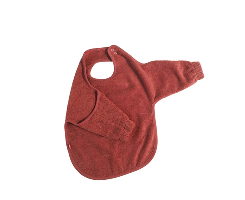 Kikadu Bath Neck Feeding Bib 72x38cm Terry Towel w/ Sleeves Baby/Infant 6m+ Rust