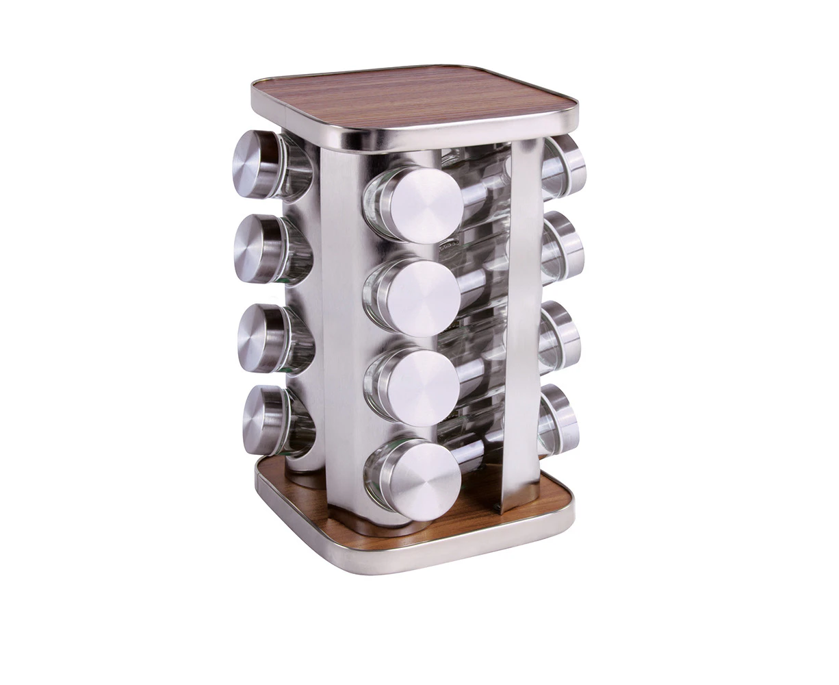 Clevinger Stainless Steel 16pc Rotary Spice Rack/Storage Organiser With Jars