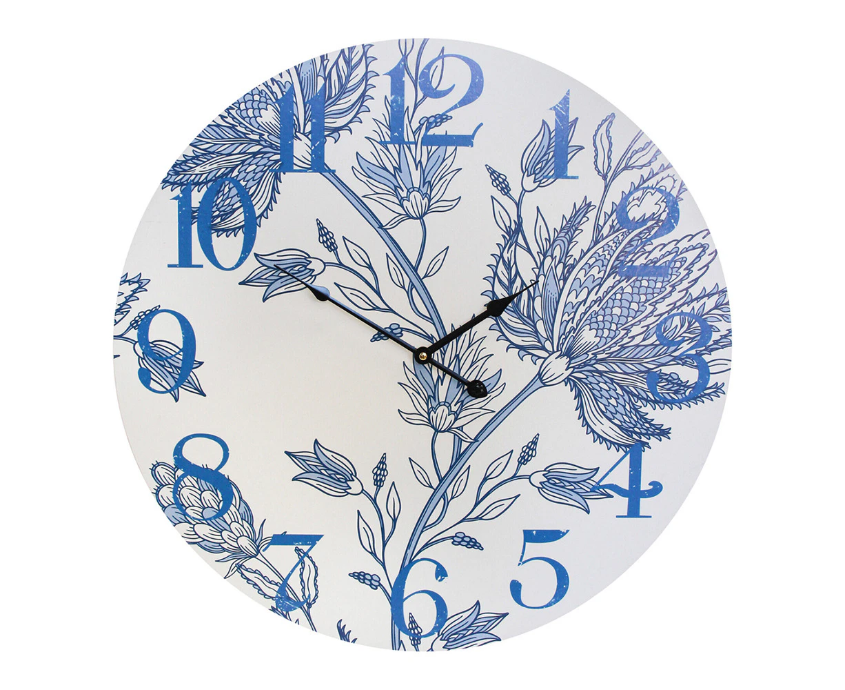 French Blue MDF 58cm Wall Clock Round Analogue Hanging Home/Office Room Decor