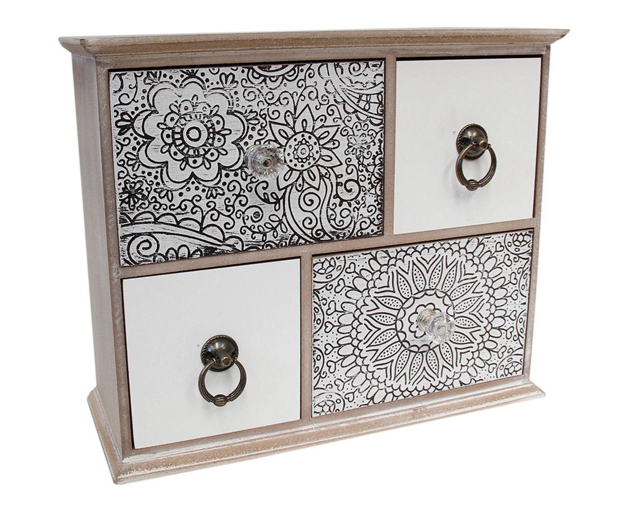 LVD Wood Mandala Pattern 28.5cm Jewellery Drawer Cabinet Storage Rectangle