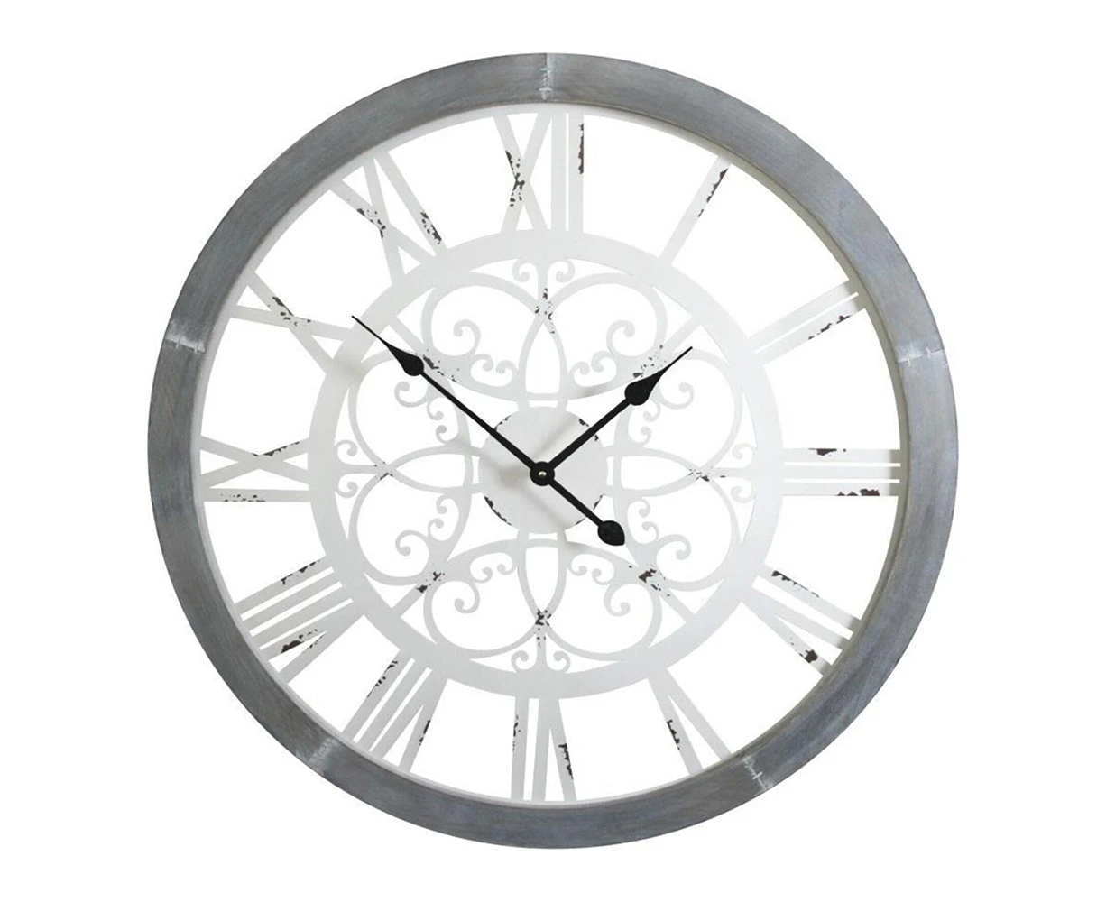 Interiors ViewMDF 77cm Wall Clock Round Analogue Hanging Home/Office Decor Grey