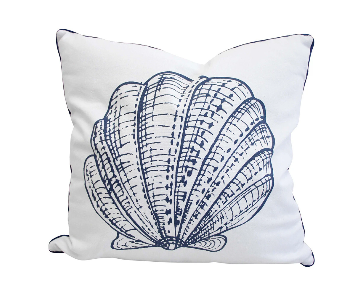 Fan Shell 45cm Cushion Throw Pillow Square Home/Room Sofa Bed Decor White/Blue