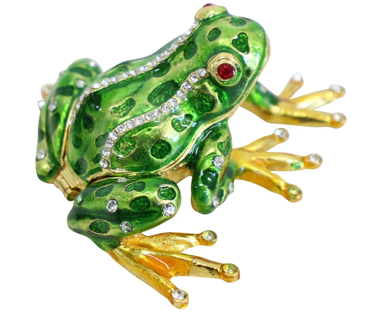 LVD Metal/Enamel 10cm Decorative Frog Trinket Box Jewellery Storage Green/Gold