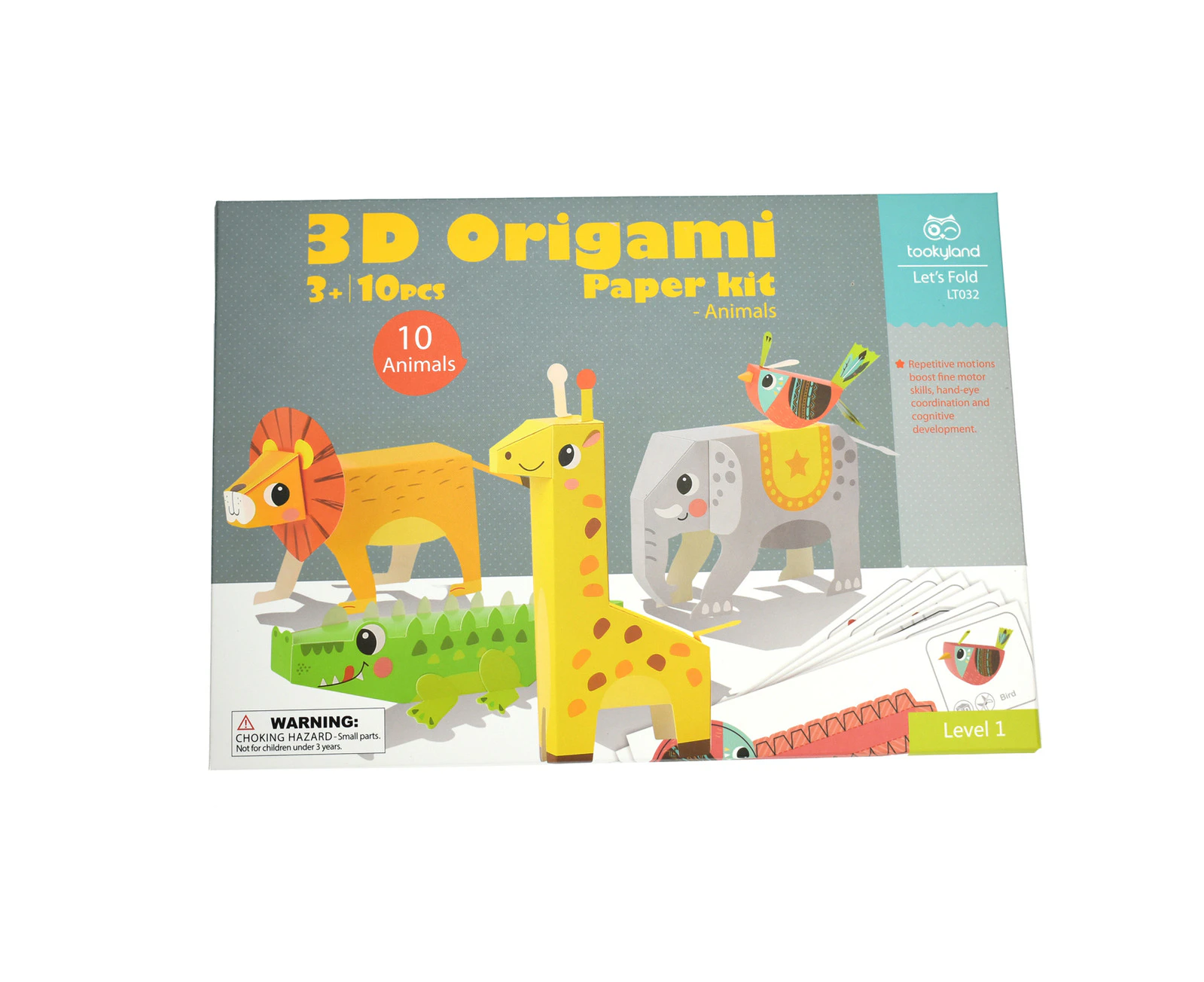 10pc Tookyland 3D Origami Paper Model Animals Craft Activity Kit Kids Toy 3+