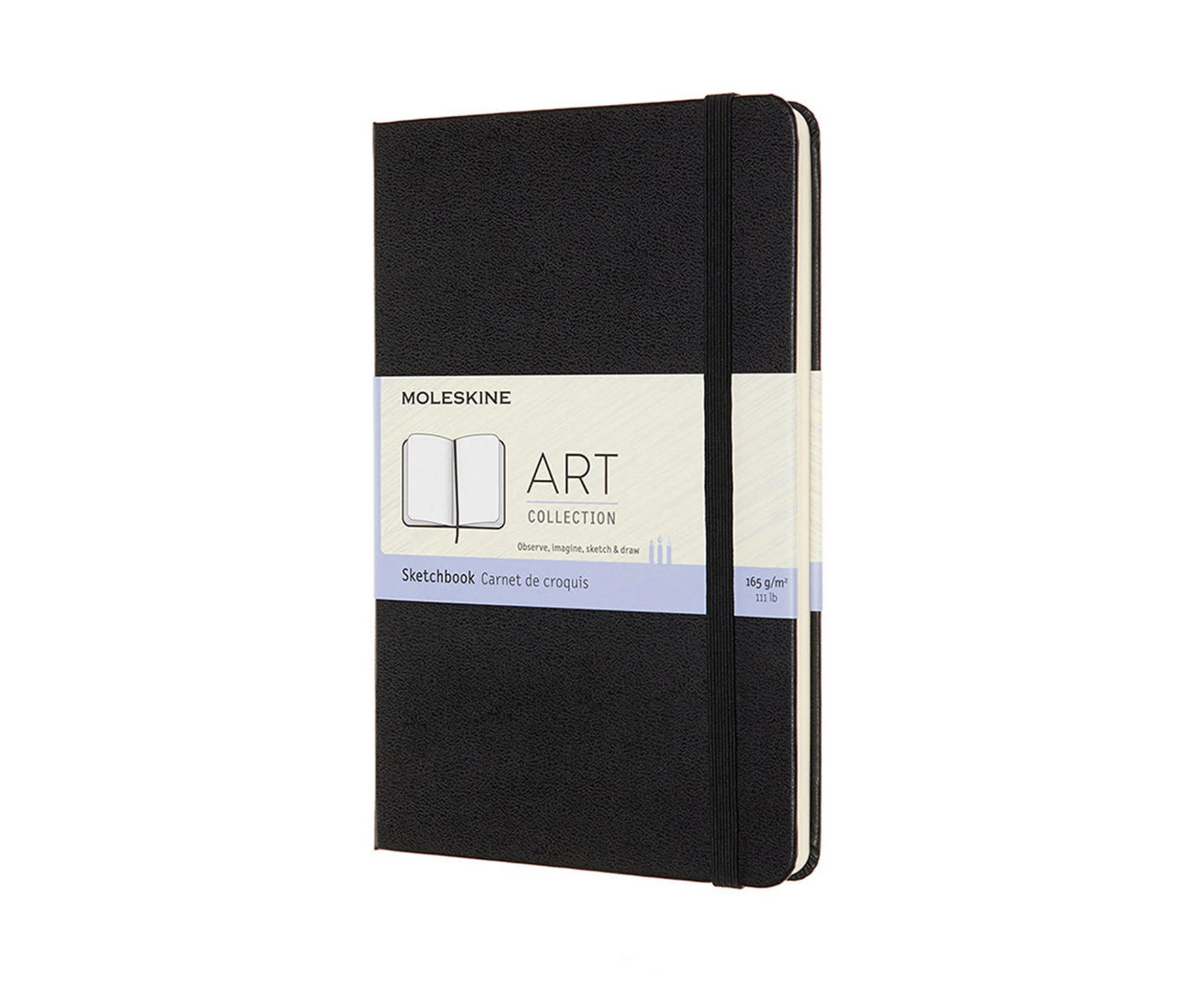 Moleskine Art 165gsm 18cm Folio Sketchbook Watercolour Drawing Pad Medium Black