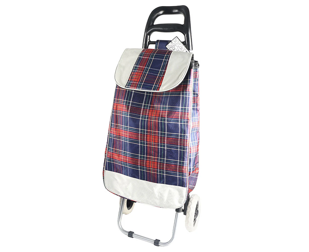 The Styled Room Lightweight Portable Shopping Trolley Checker Pattern Assorted