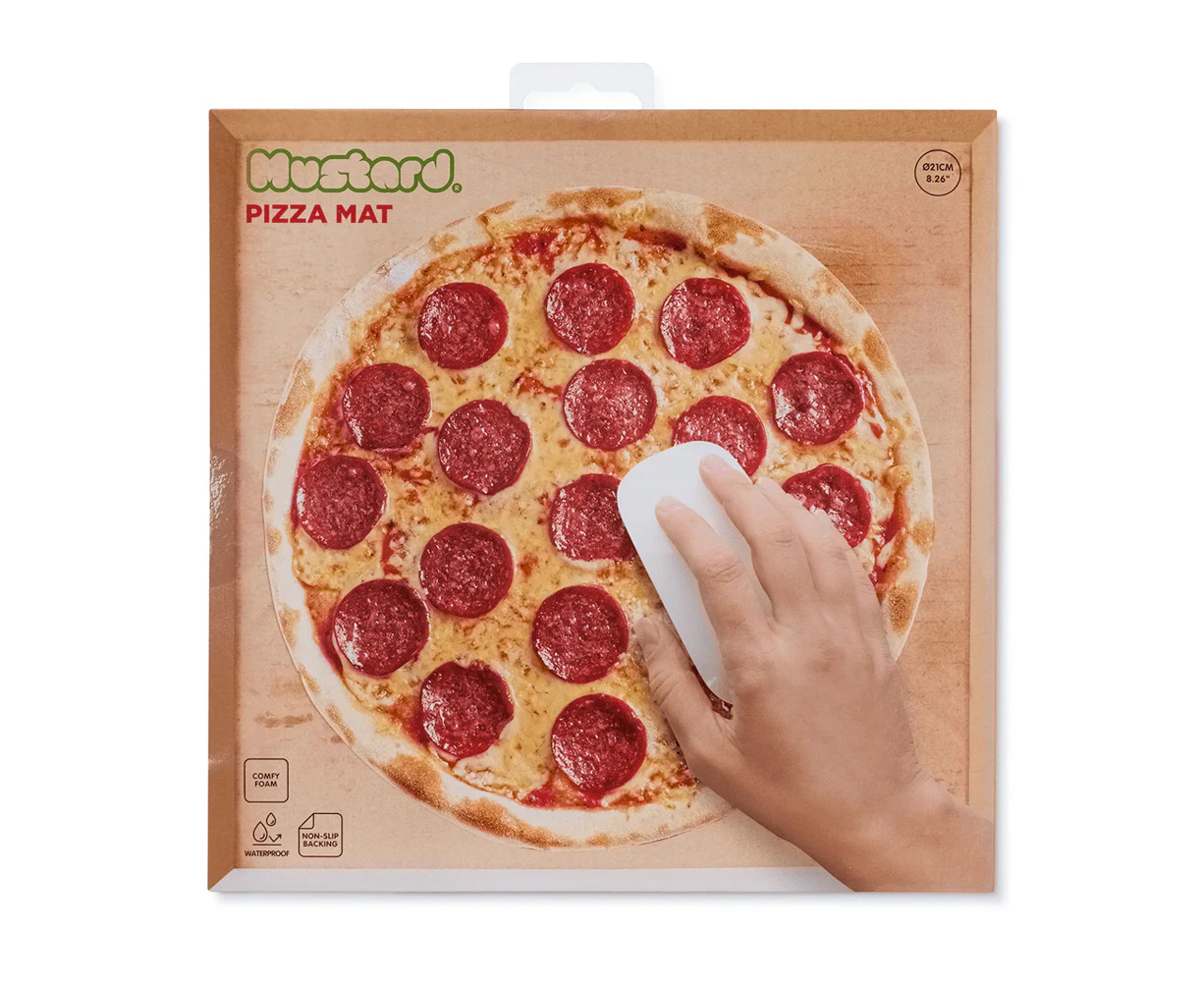 Mustard 21cm Non-Slip Waterproof Pizza Mouse Pad Mat Round For Laptop/Computer