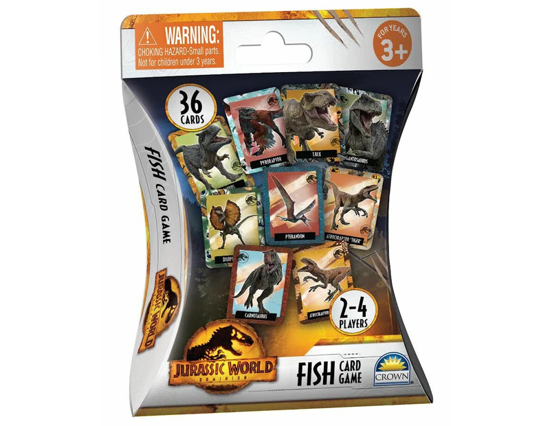 Jurassic World Fish Dinosaur Themed 36 Card Kids Tabletop Game 2-4 Players 3y+