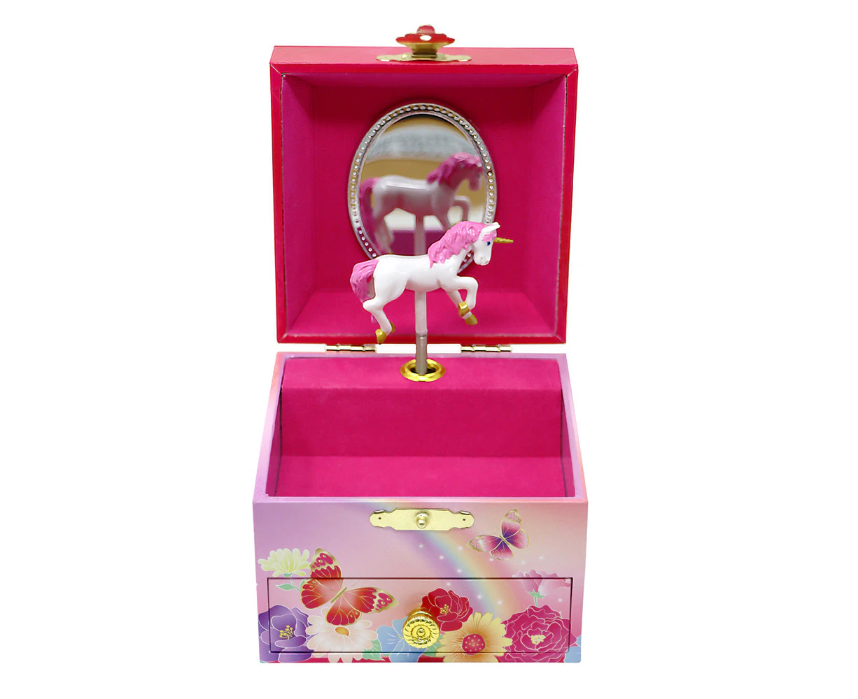 Pink Poppy 10.5cm Unicorn Butterfly Wind Up Musical Storage Jewellery Box S 3y+