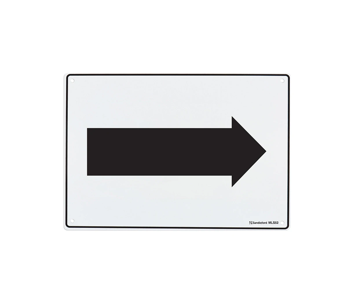 Pointing Right Arrow 450x300mm Safety Sign Polypropylene Wall/Door Mountable