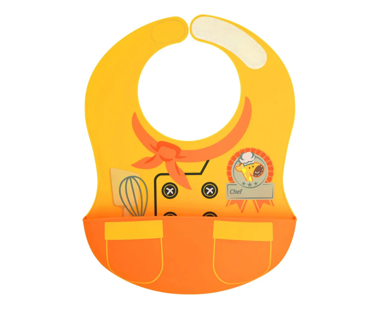 Marcus & Marcus Little Chef Wide Bib Food Catcher Baby/Toddler 6m+ Loal Orange