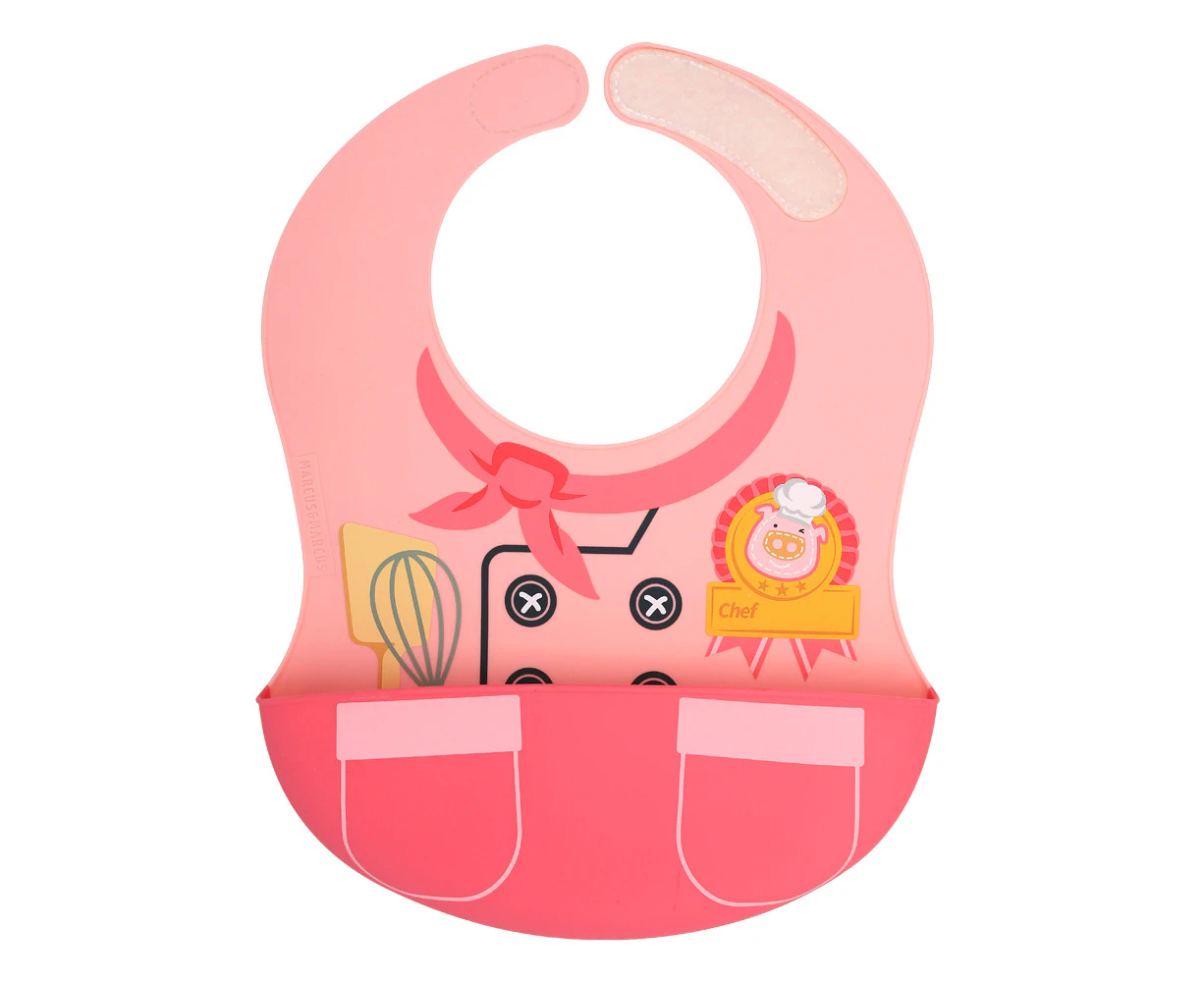 Marcus & Marcus Little Chef Wide Bib Food Catcher Baby/Toddler 6m+ Pokey Pink