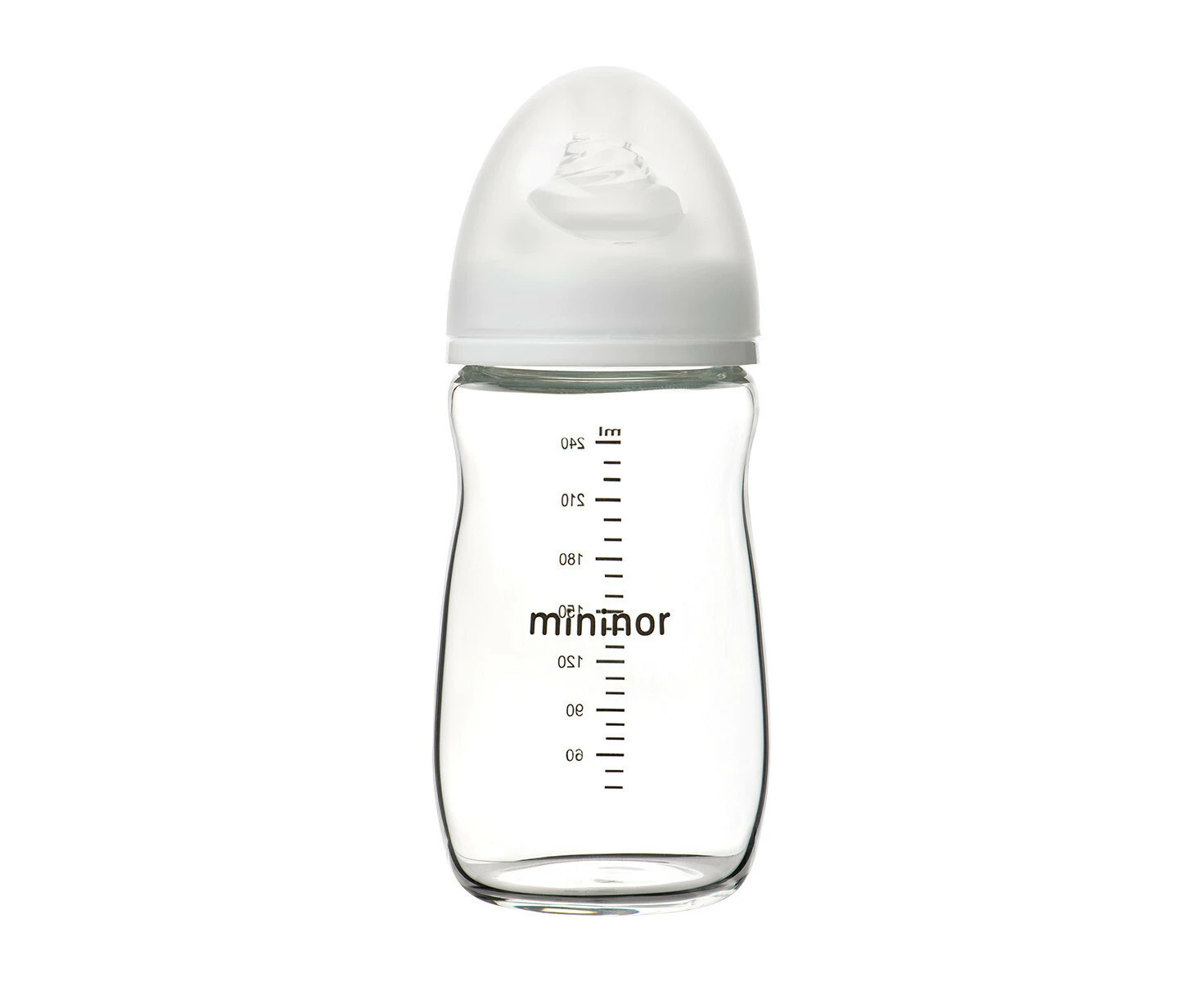 Mininor Baby/Infant 240ml Glass Feeding Bottle w/ Anti-Colic Silicone Teat 3m+