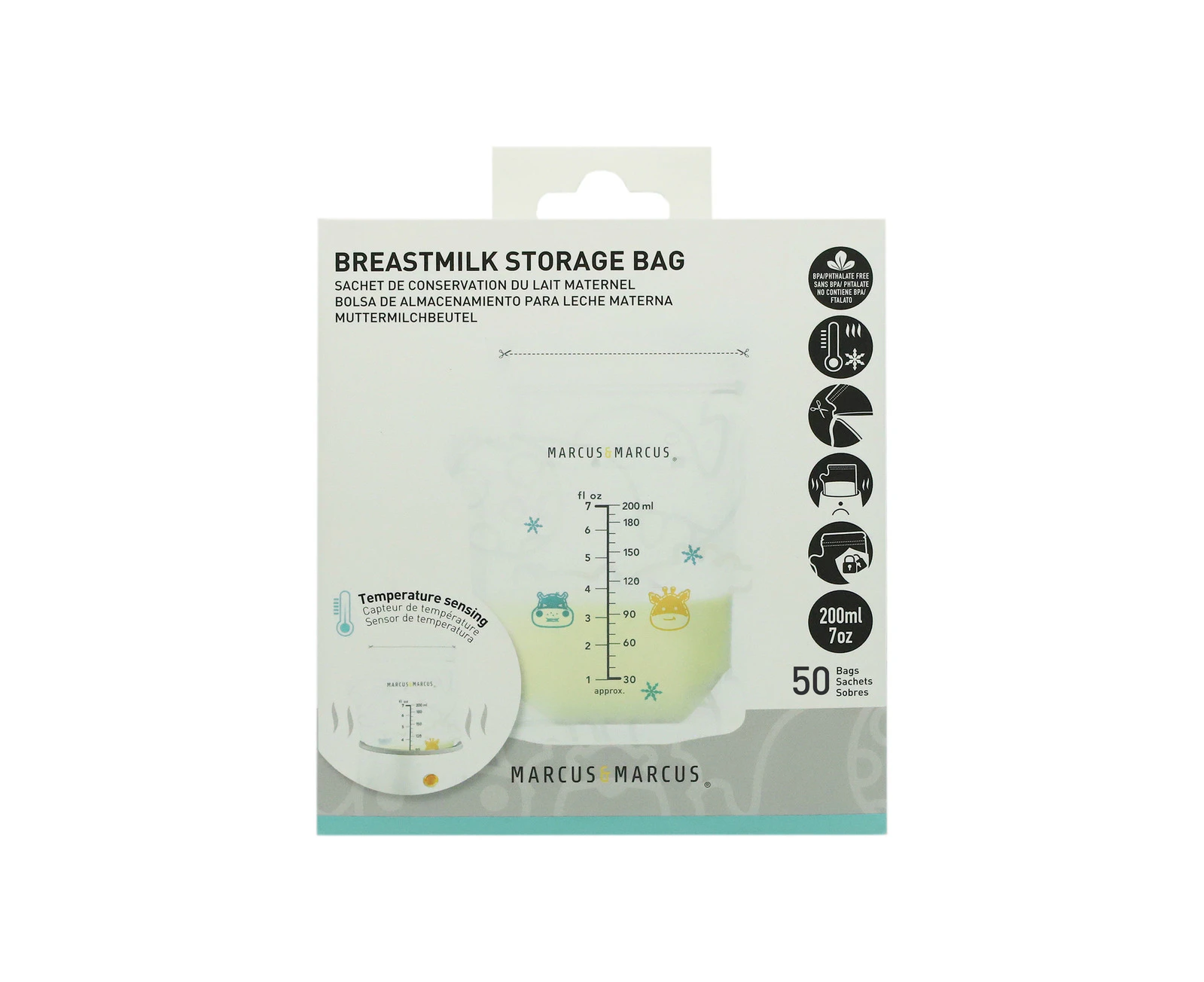 Marcus & Marcus Compact/Travel Breastmilk Storage Bag/Pouch Temperature Sensing