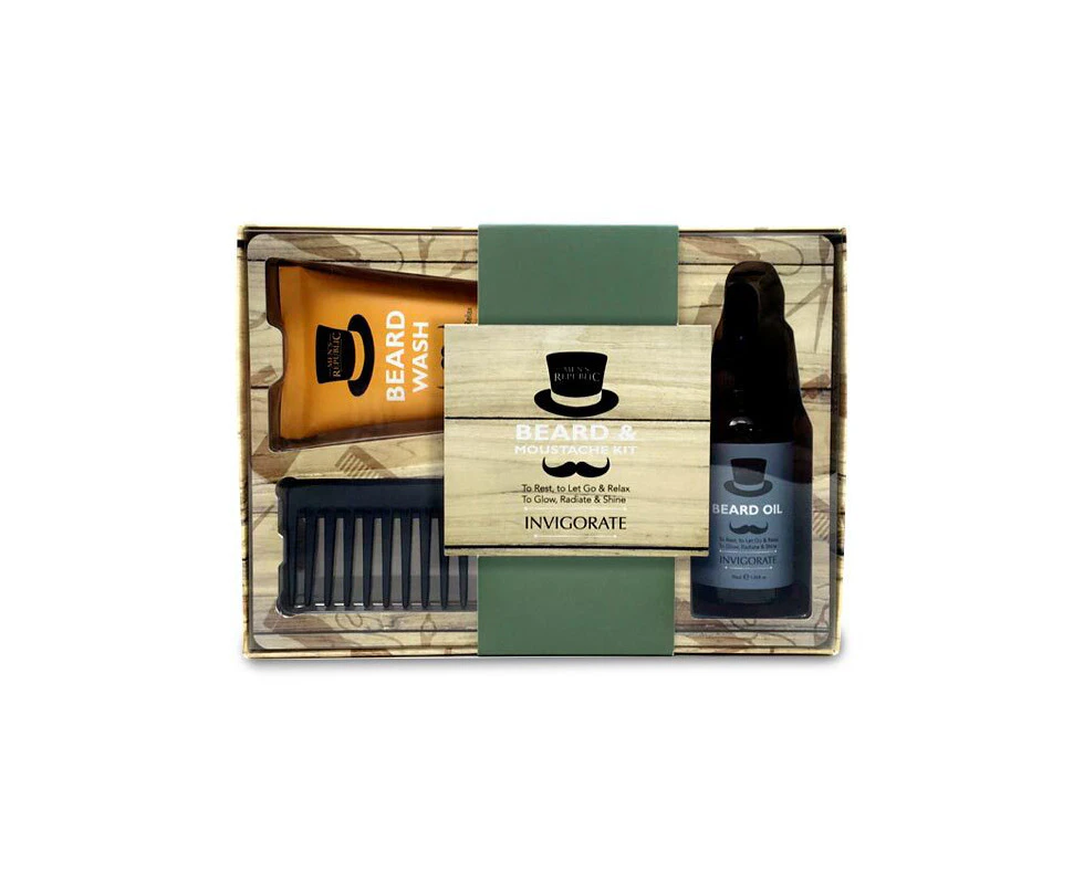 Men's Republic Beard & Moustache Care Facial Hair Grooming/Maintenance Kit