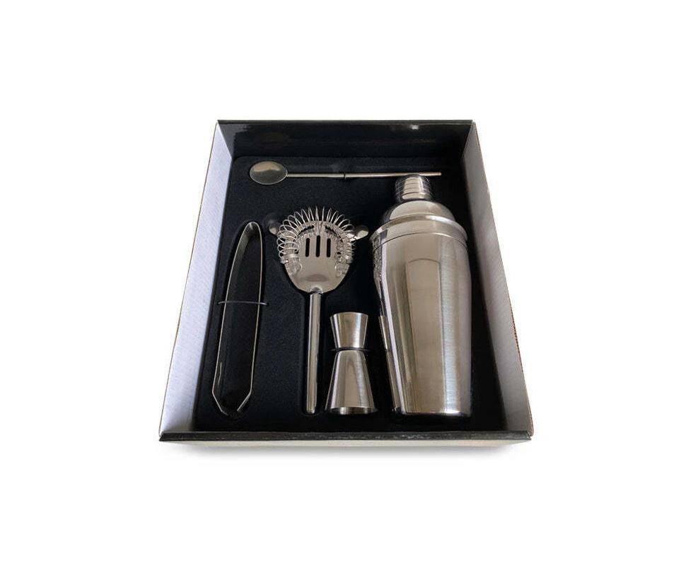 5pc Men's Republic Cocktail Shaker/Mixer/Strainer and Bar Gift Set 550ml