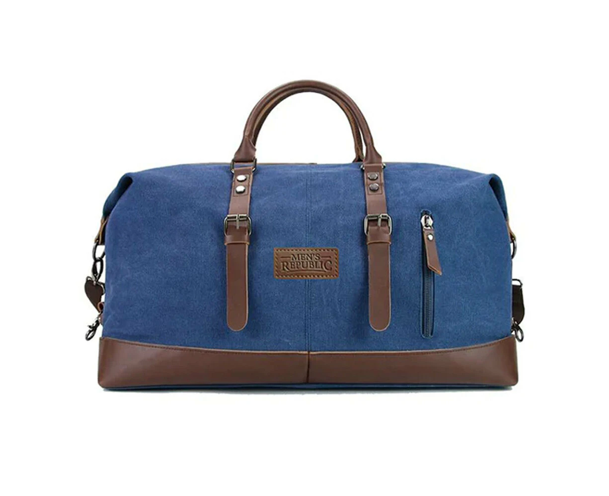 Men's Republic Canvas Spacious Weekend Overnight Travel Bag - Denim Blue