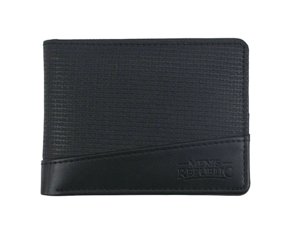 Men's Republic Faux Leather Essential Money Cash/Card Wallet - 2 Tone Black