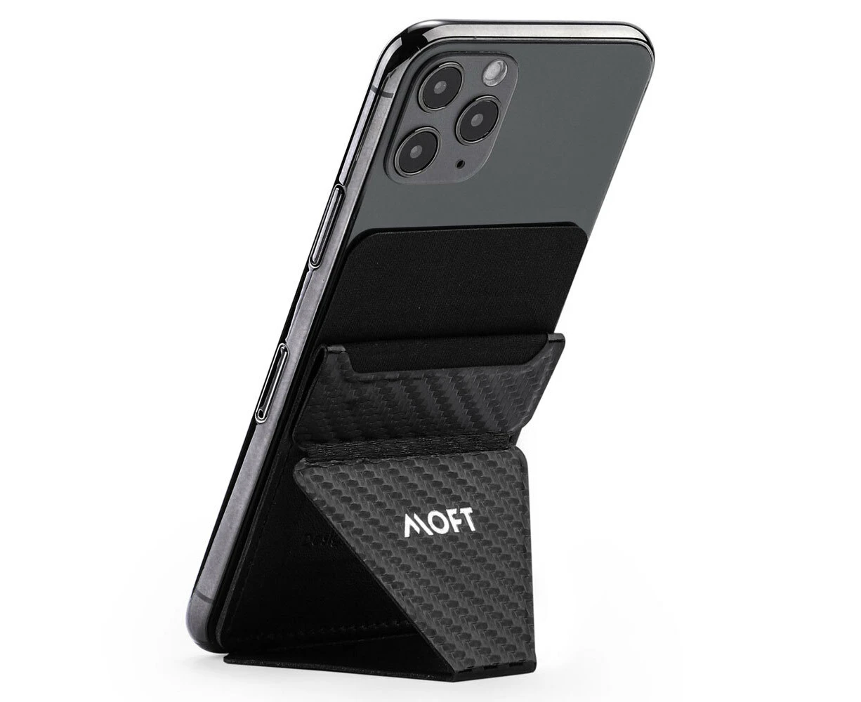 Moft X Universal/Portable Phone Stand w/ Cards RFID Protection Holder Carbon BLK