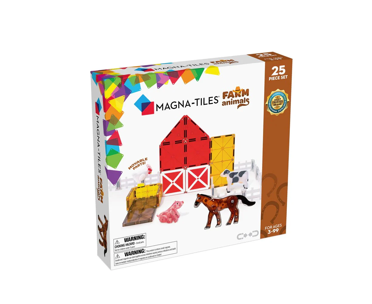 25pc Magna-Tiles Farm Animals Kids/Childrens Magnetic Construction Toy Set 3y+