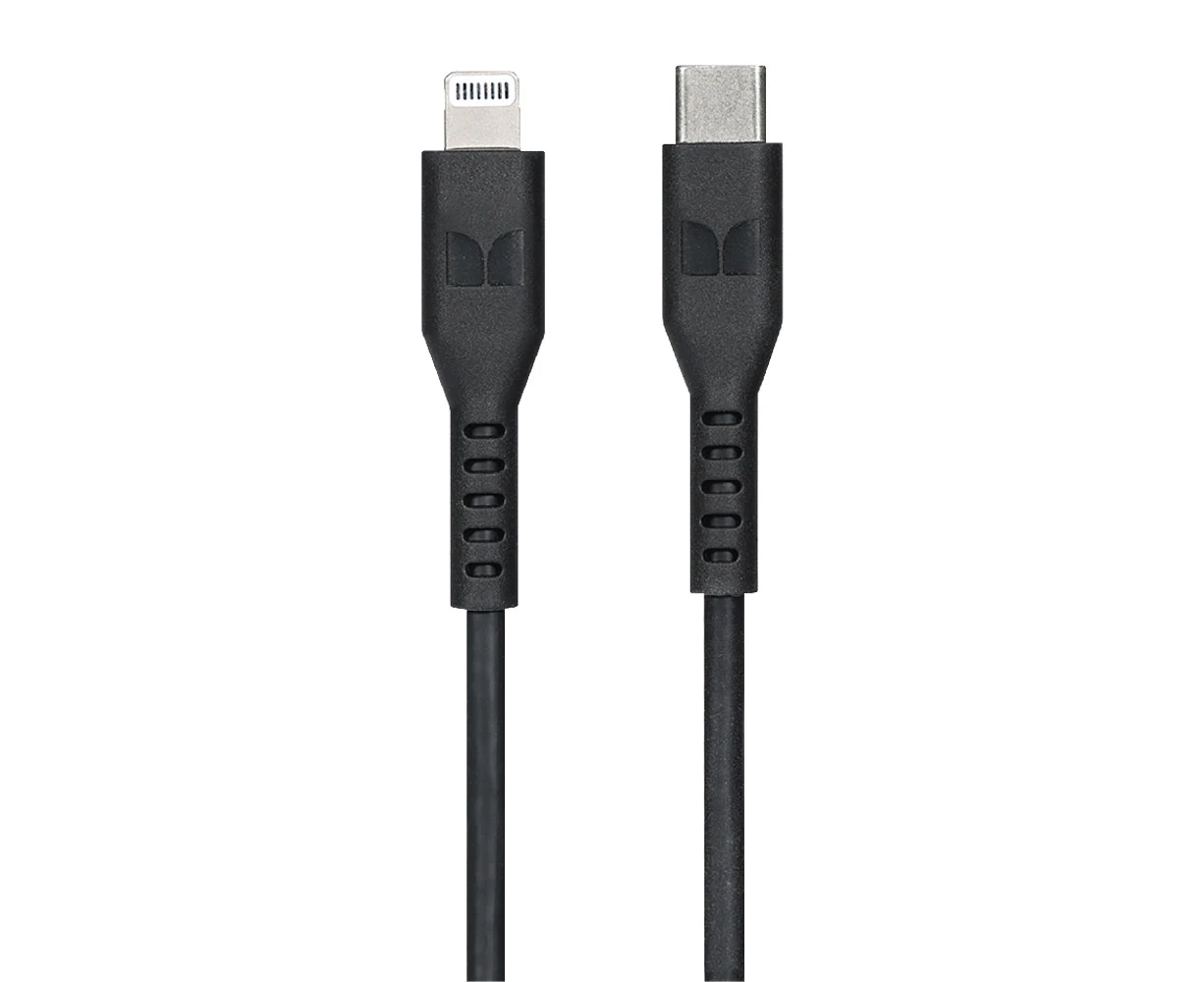 Monster 2M MFI-Certified Lightning to USB-C Charging/Sync Cable For iPhone BLK