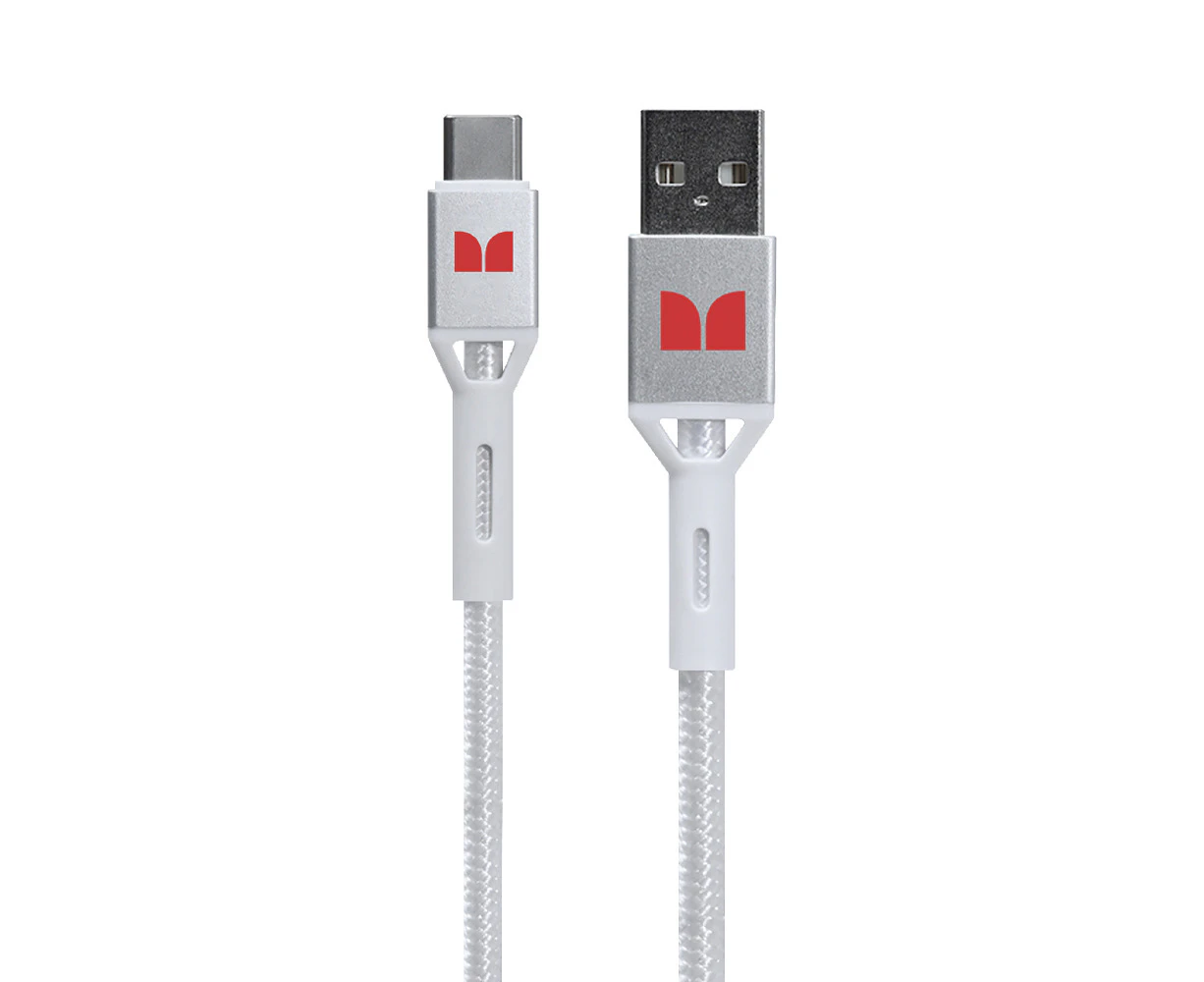 Monster Braided 2M USB-C to USB-A Phone Charging/Sync Power/Data Cable White