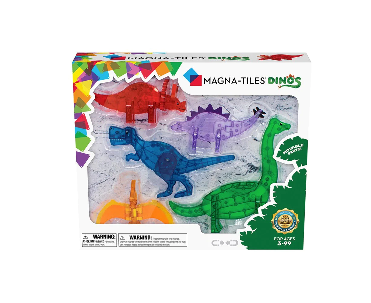 5pc Magna-Tiles Dinos Kids/Childrens Magnetic Construction Toy Set 3y+