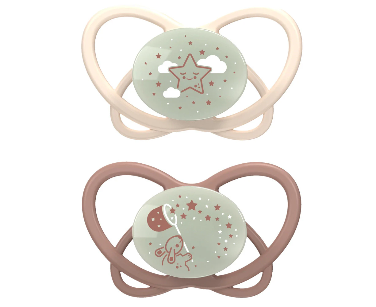 2pc Nip My Butterfly Size 1 Night Soother Orthodontic Pacifier Baby 0-6m Neutral