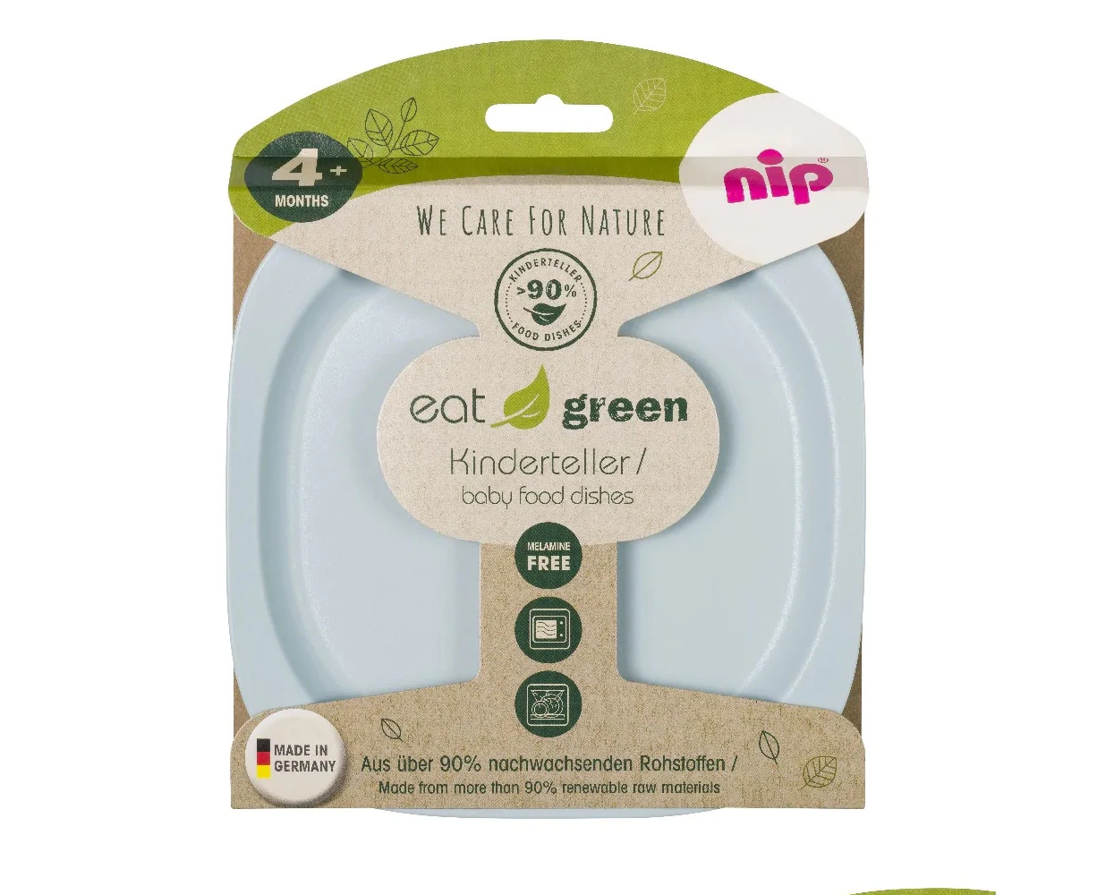 2pc Nip Eat Green Kinderteller BPA/PVC Free Infant/Baby Food Plate/Dish Blue 4m+