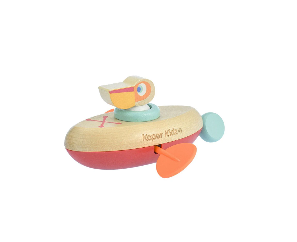 Kaper Kidz 13cm Animal Canoe Pull String Pelican Kids Fun Water Bath Toy 2y+