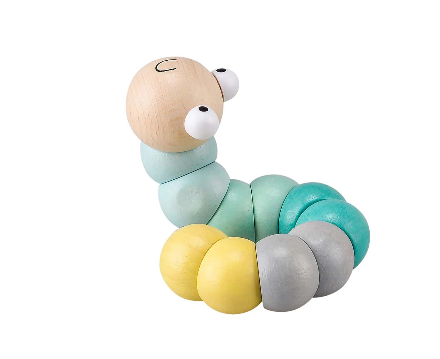 Kaper Kidz Calm & Breezy Wooden Jointed Worm Olive Children's Play Toy 10m+