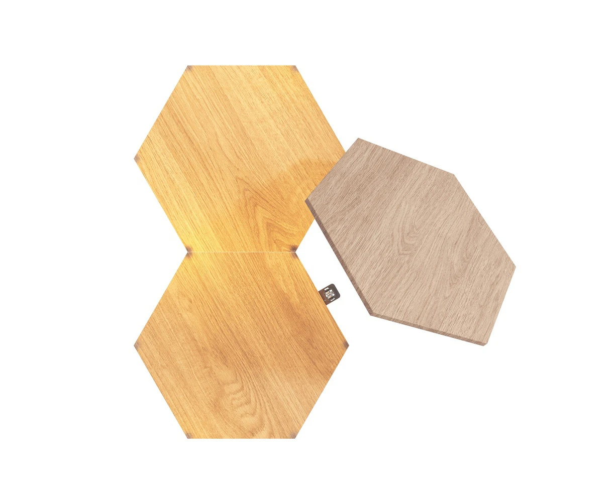 3PC Nanoleaf Elements Wood Look Expansion Pack Hexagon w/Wall  Mounting Plates