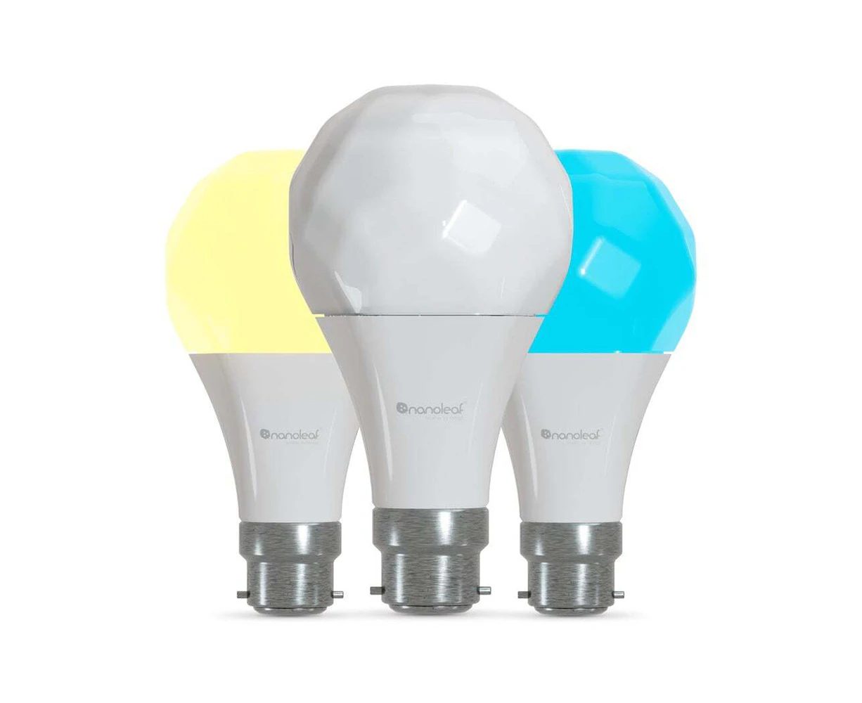 3pc Nanoleaf Essentials 9W Smart Light Bulb A60/B22 Bayonet LED Lamp Lighting