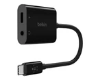 Belkin RockStar USB-C Charge Adapter Cable w/ 3.5mm Audio For Galaxy S6 Black