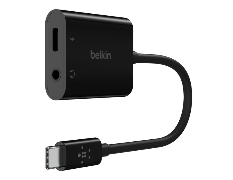 Belkin RockStar USB-C Charge Adapter Cable w/ 3.5mm Audio For Galaxy S6 Black