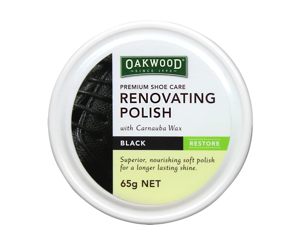 Oakwood 65g Superior Shoe Care Renovating Soft Polish w/ Carnauba Wax Black