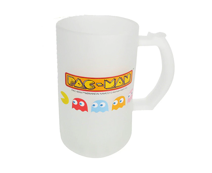 Arcade/Video Game Pac Man 15cm Frosted Stein Drinking Glass/Mug Beer/Water/Juice