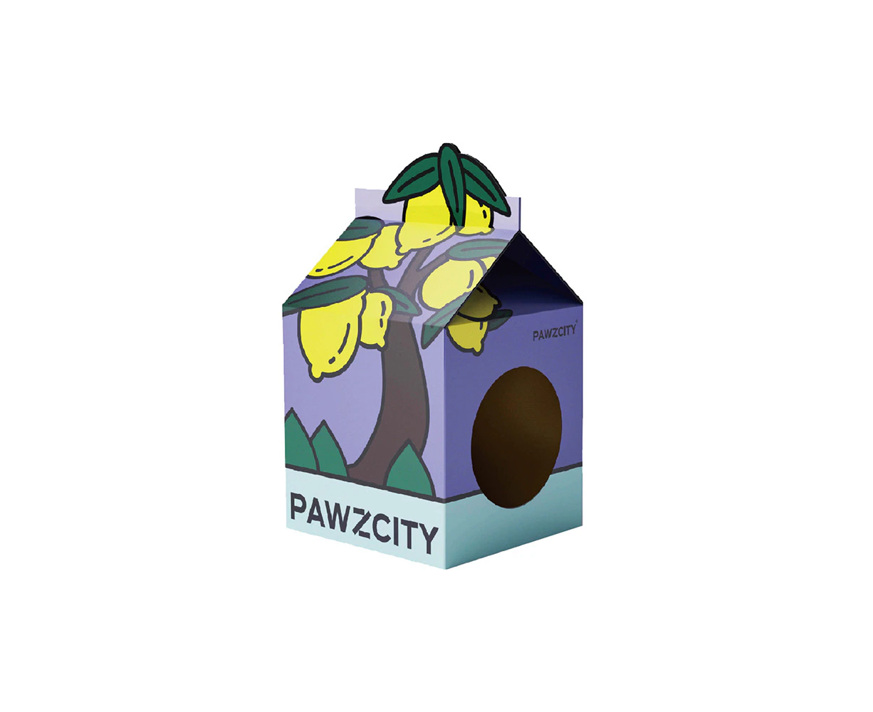 Pawzcity 63cm Cardboard Cat Scratcher House Kitten Scratch Box Lemon